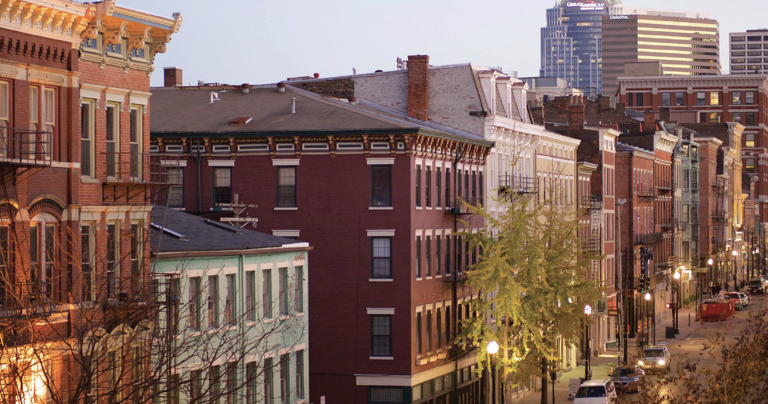 View of Over-the-Rhine facing towards Downtown Cincinnati, OH