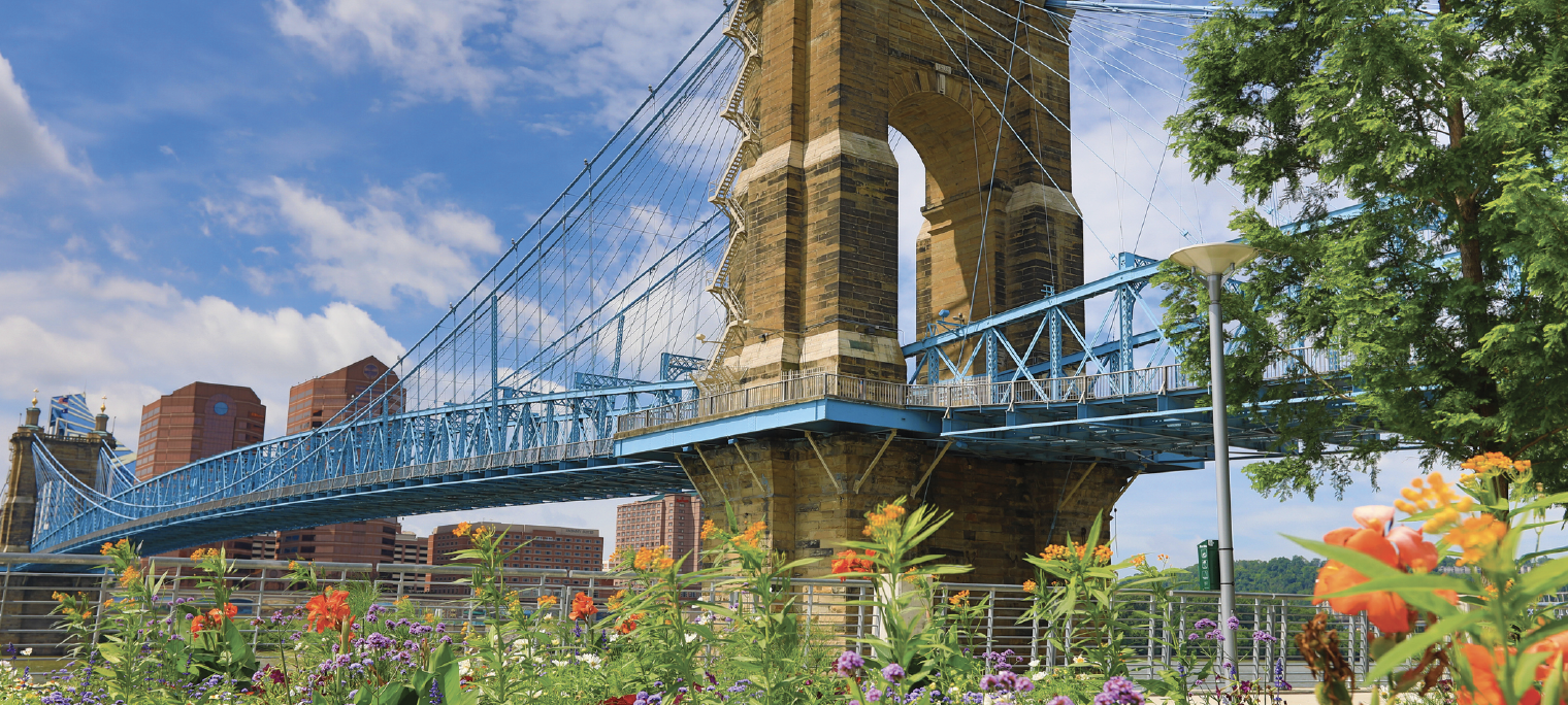 A view from The Banks, Cincinnati's downtown river-front park.