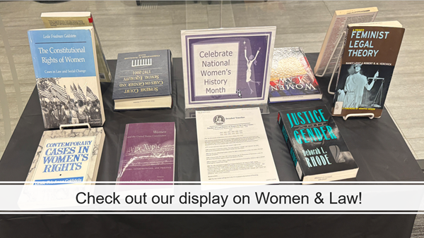 Women's History Display featuring books on women and the Constitution