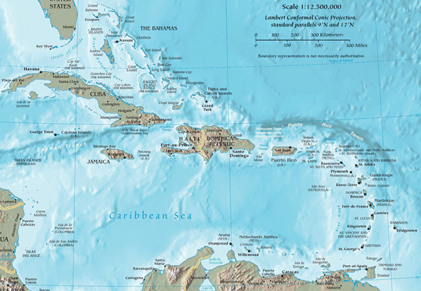 Map of the Caribbean
