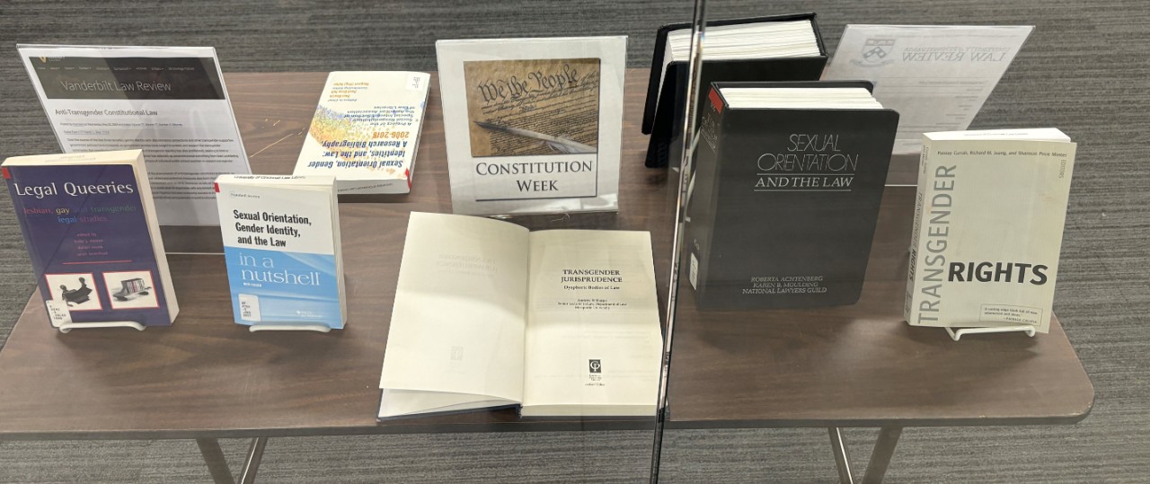 Constitution Week Display featuring books on gender identity and the law